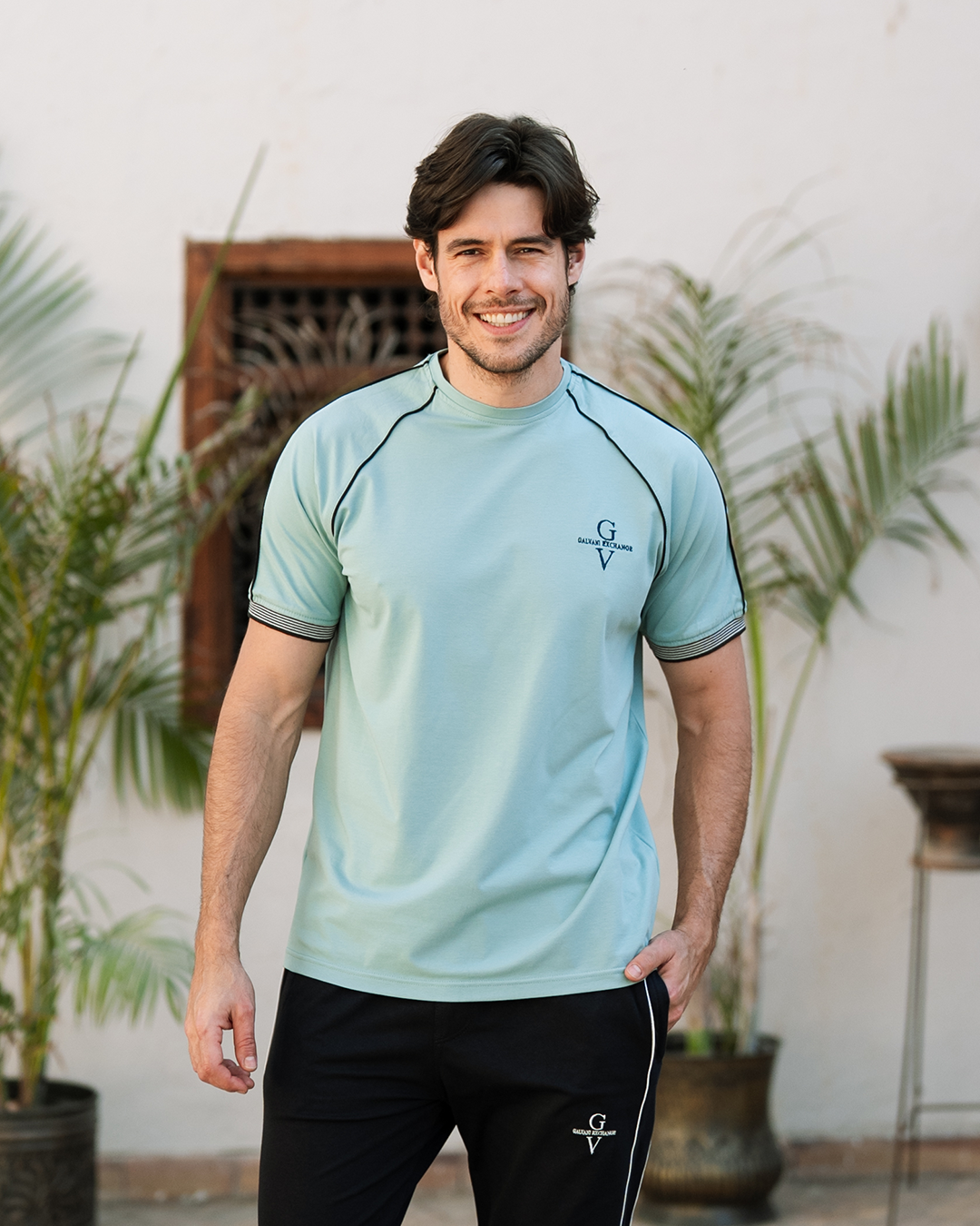 Basic بيجاما رجالي نص كم و بنطلون