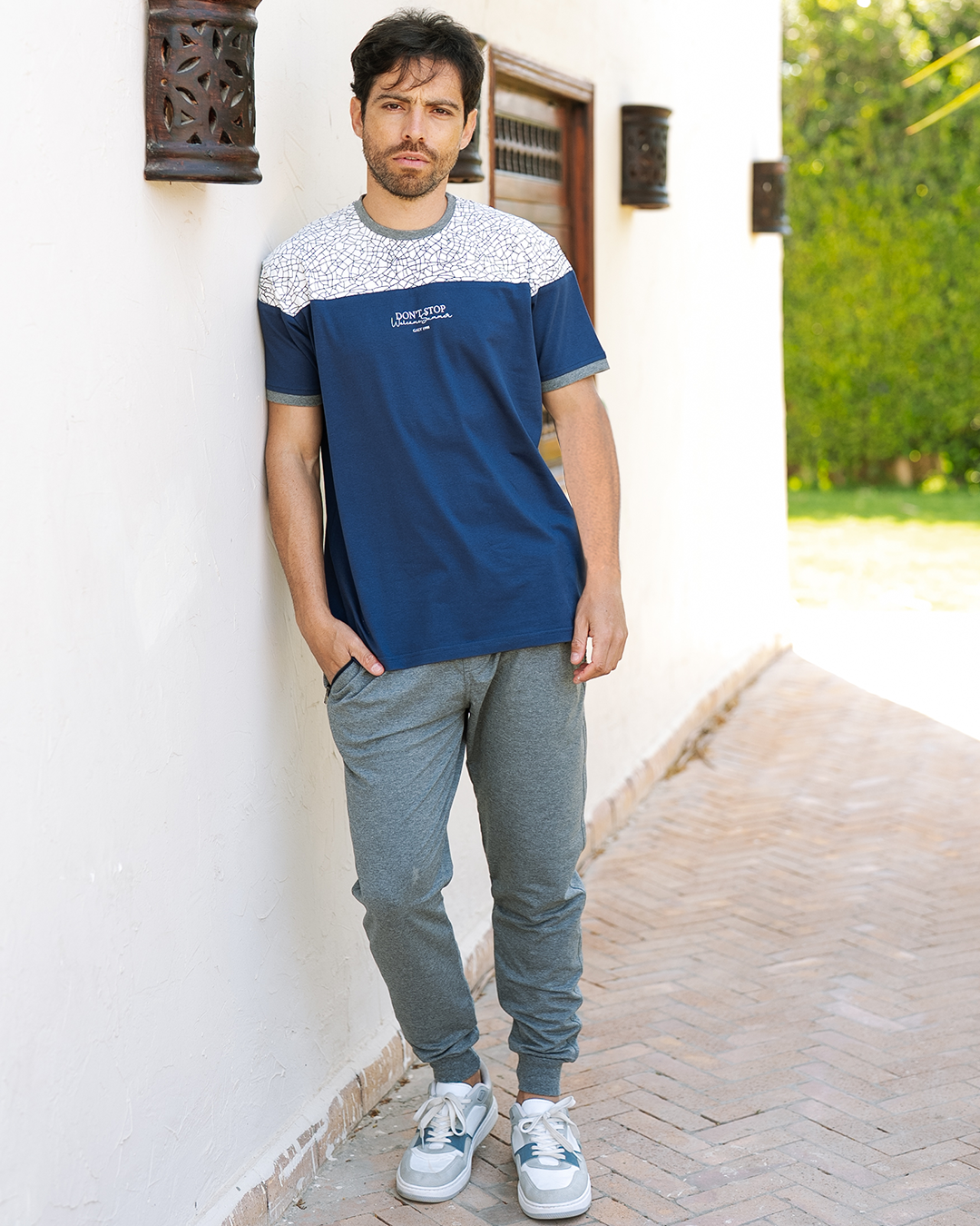 Don't stop بيجاما رجالي نص كم و بنطلون