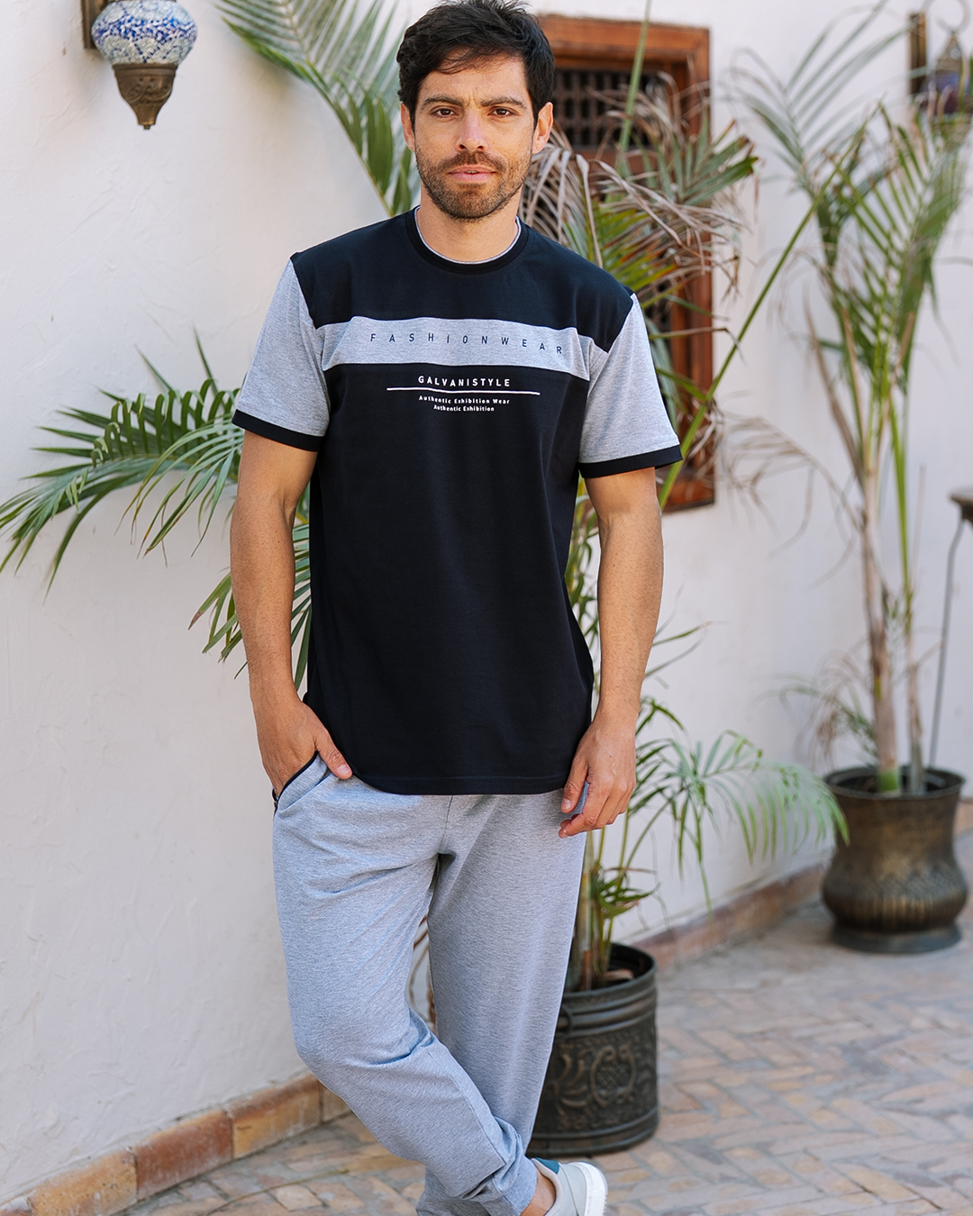 Fashion Wear بيجاما رجالي نص كم و بنطلون