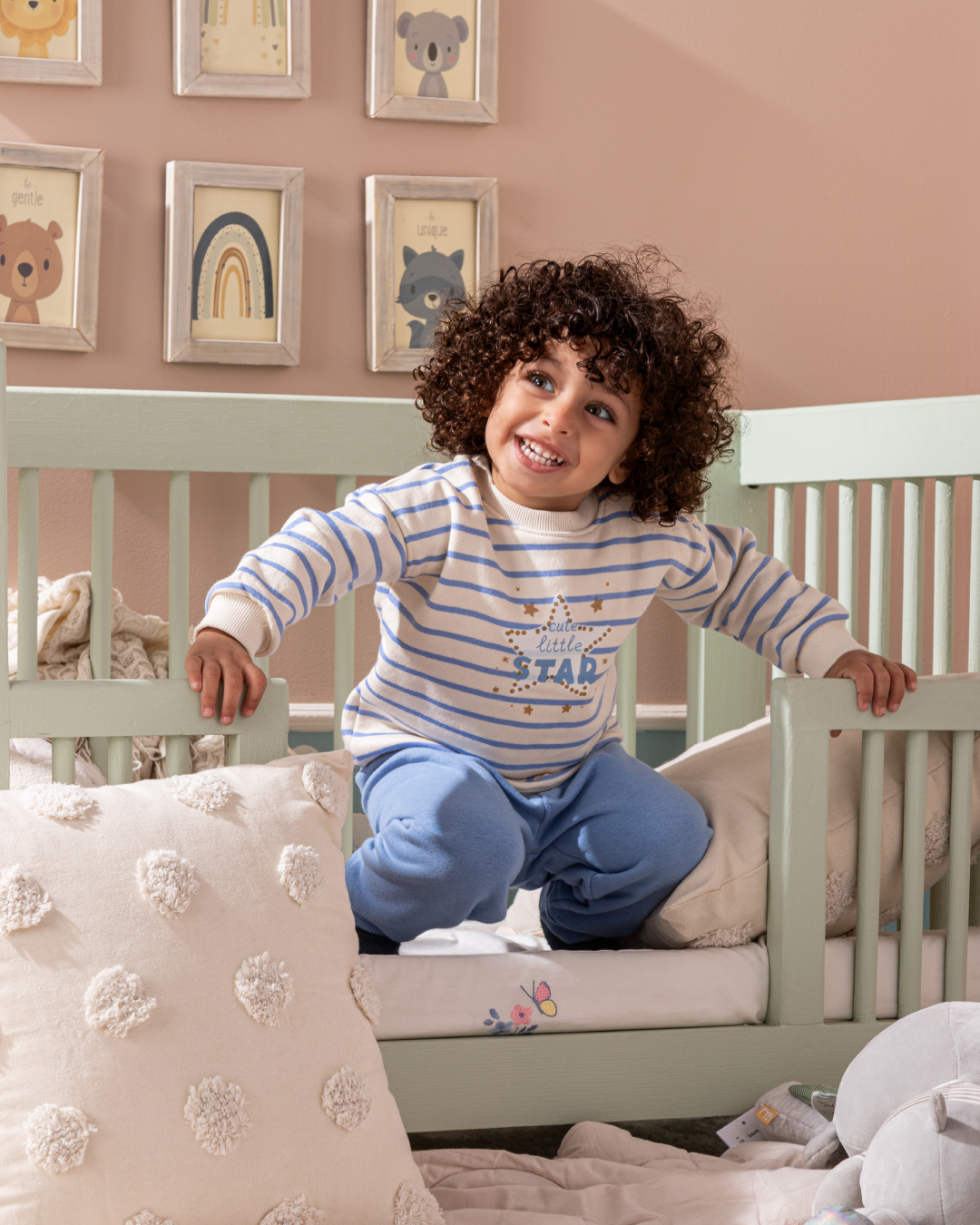 Blue Stripe بيجامه اولادي بيبي بكم وبنطلون مطبوع