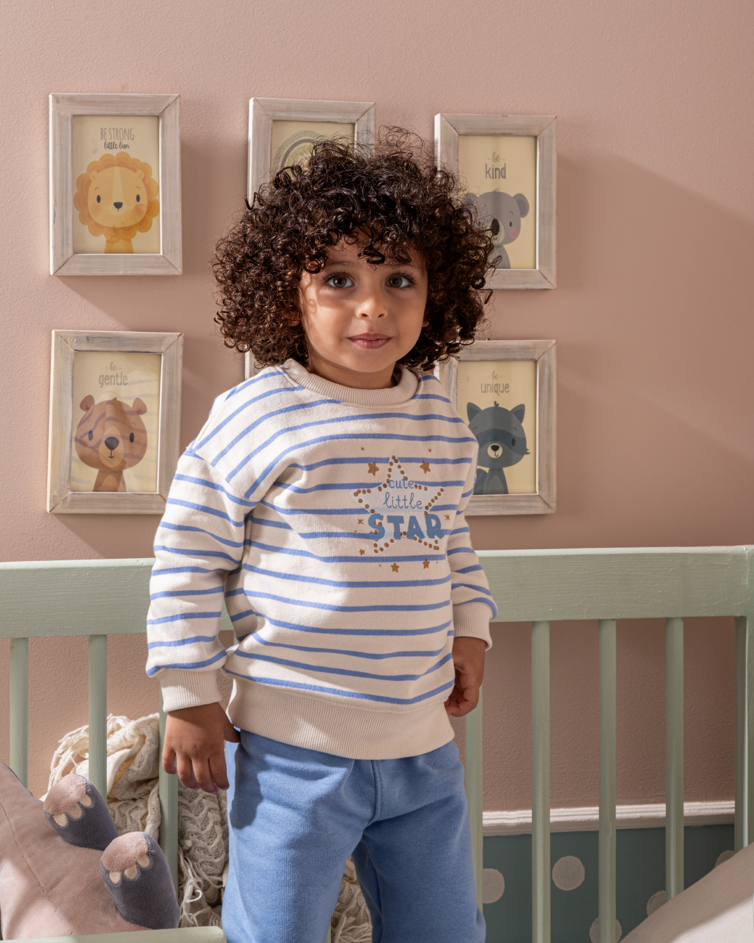 Blue Stripe بيجامه اولادي بيبي بكم وبنطلون مطبوع