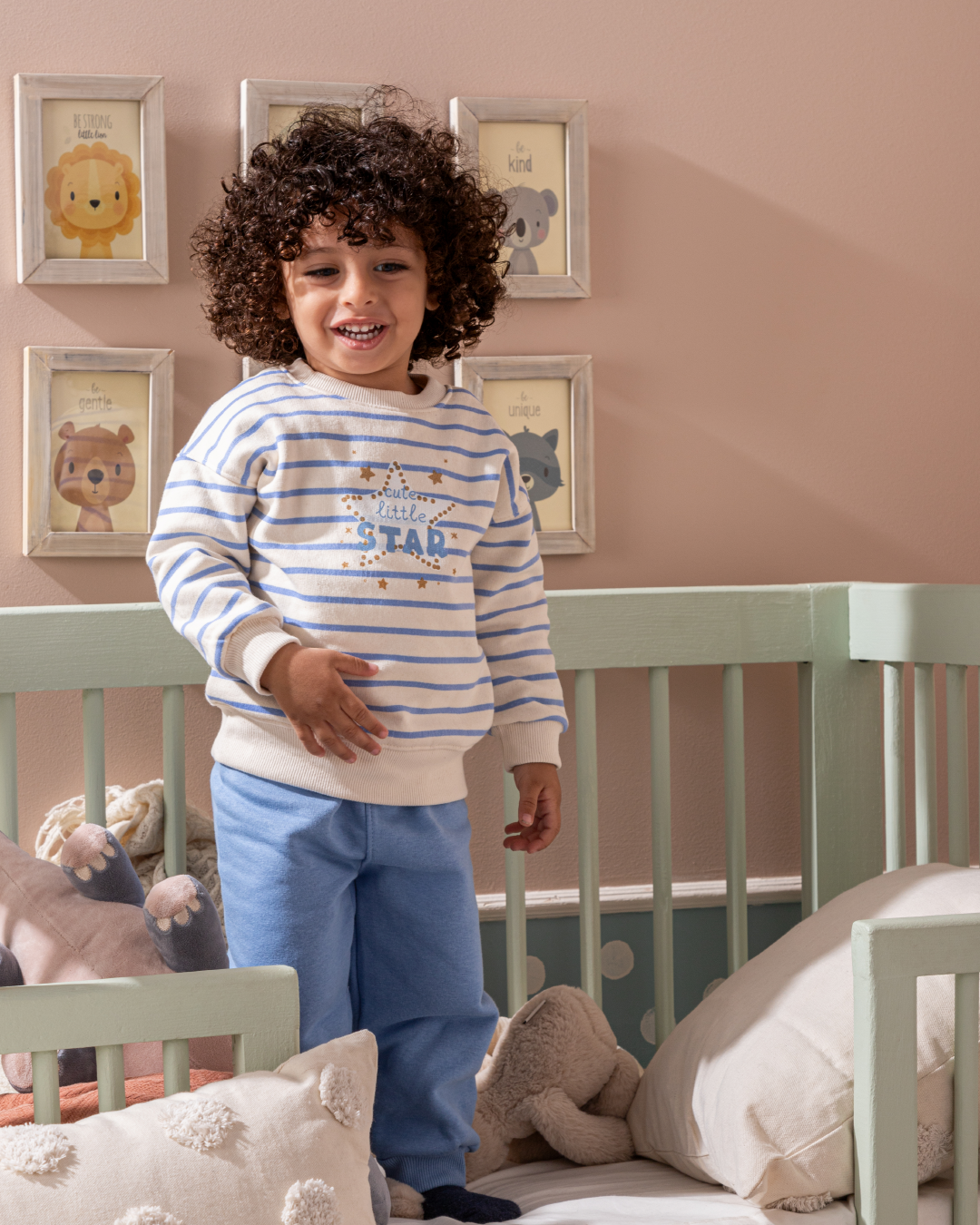 Blue Stripe بيجامه اولادي بيبي بكم وبنطلون مطبوع