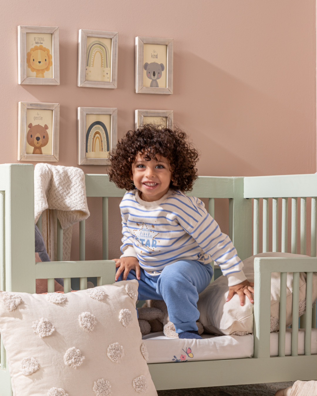 Blue Stripe بيجامه اولادي بيبي بكم وبنطلون مطبوع