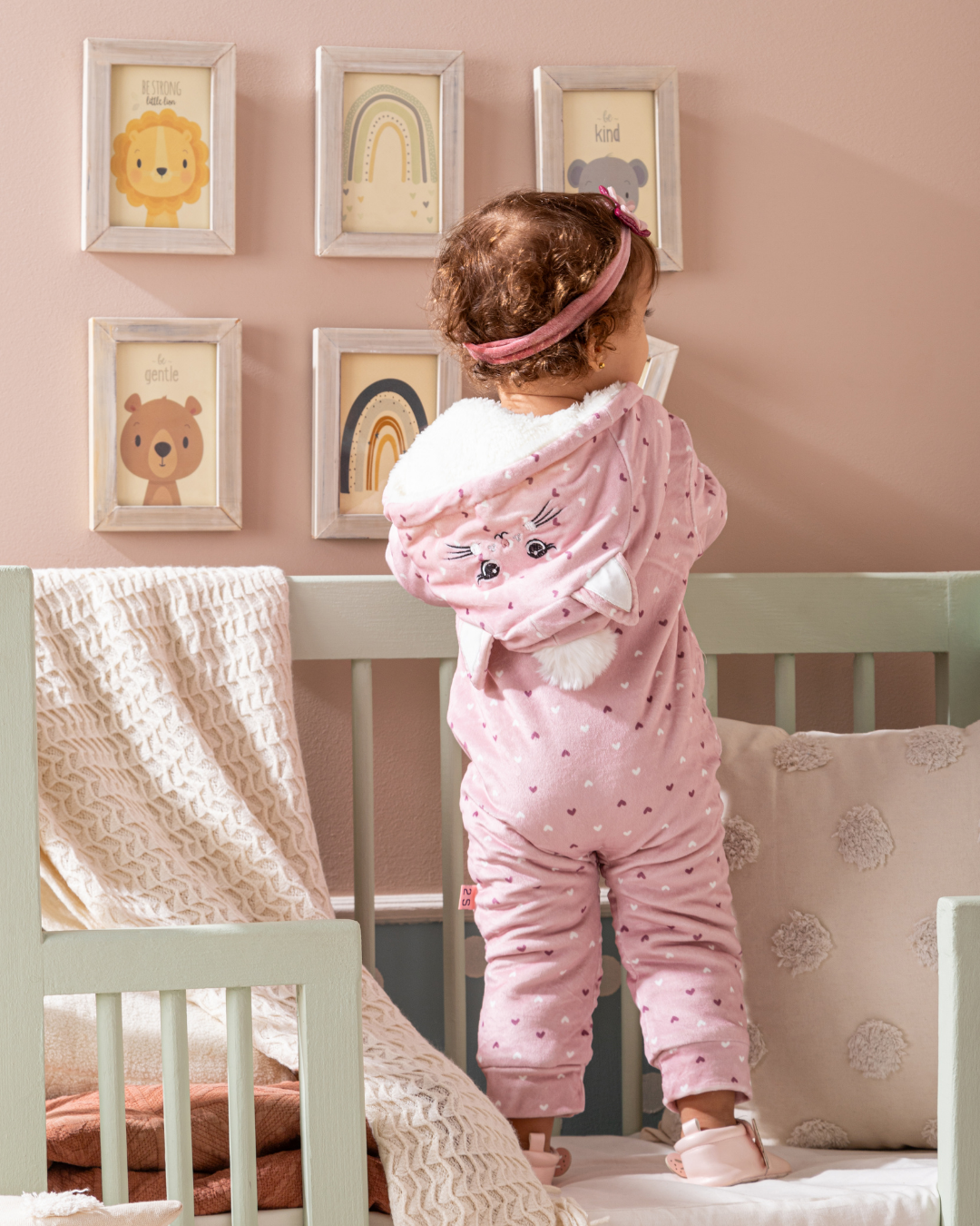 Cat Jumsuit Girls' Fur Lined Baby Jumpsuit