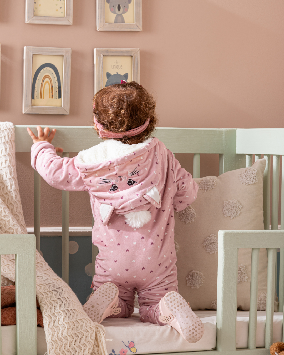 Cat Jumsuit Girls' Fur Lined Baby Jumpsuit