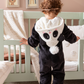baby panda baby jumpsuit with cabochon and polar zippers lined with fur