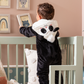 baby panda baby jumpsuit with cabochon and polar zippers lined with fur