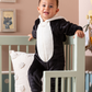 baby panda baby jumpsuit with cabochon and polar zippers lined with fur