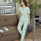 Women's pajamas half a sleeve of long embroidery trousers, dotted printing