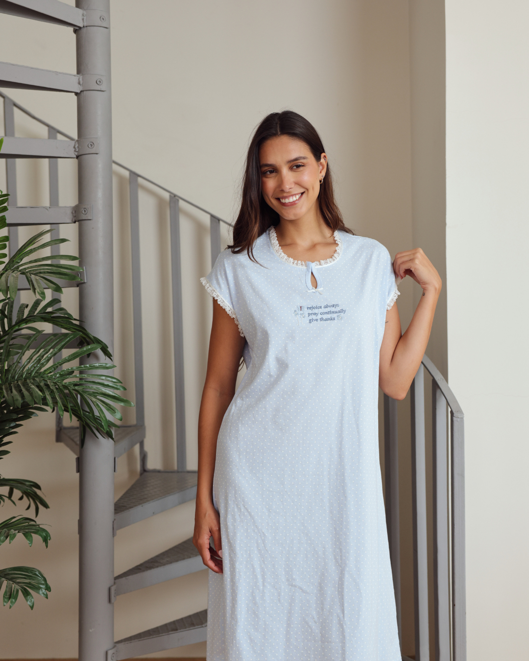 نايت شيرت قصيرة نصف كم طباعة منقط