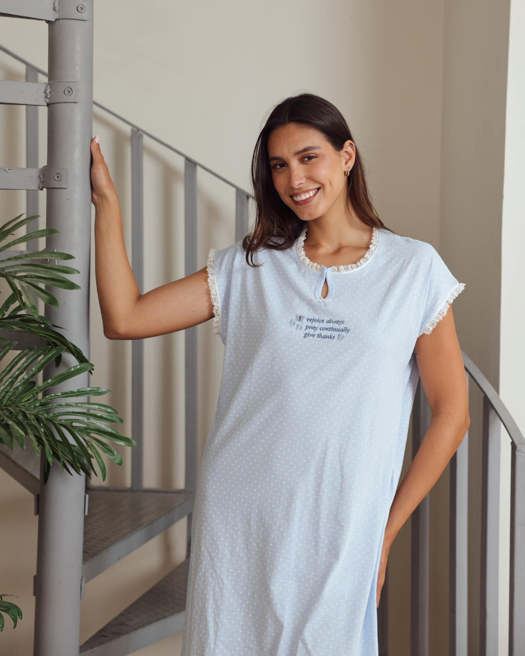 نايت شيرت قصيرة نصف كم طباعة منقط