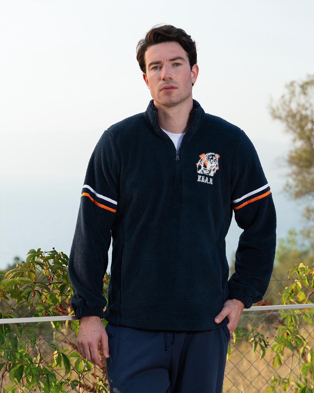 Bear men's high collar pajamas