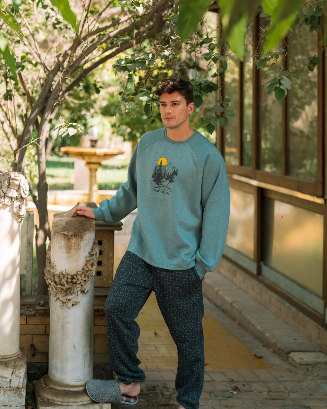 Take it Outside Men's Milton Solid Printed Pajamas