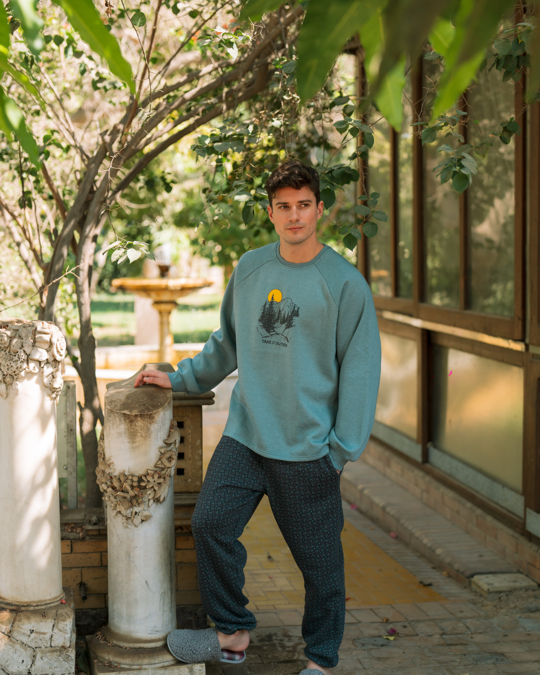 Take it Outside Men's Milton Solid Printed Pajamas