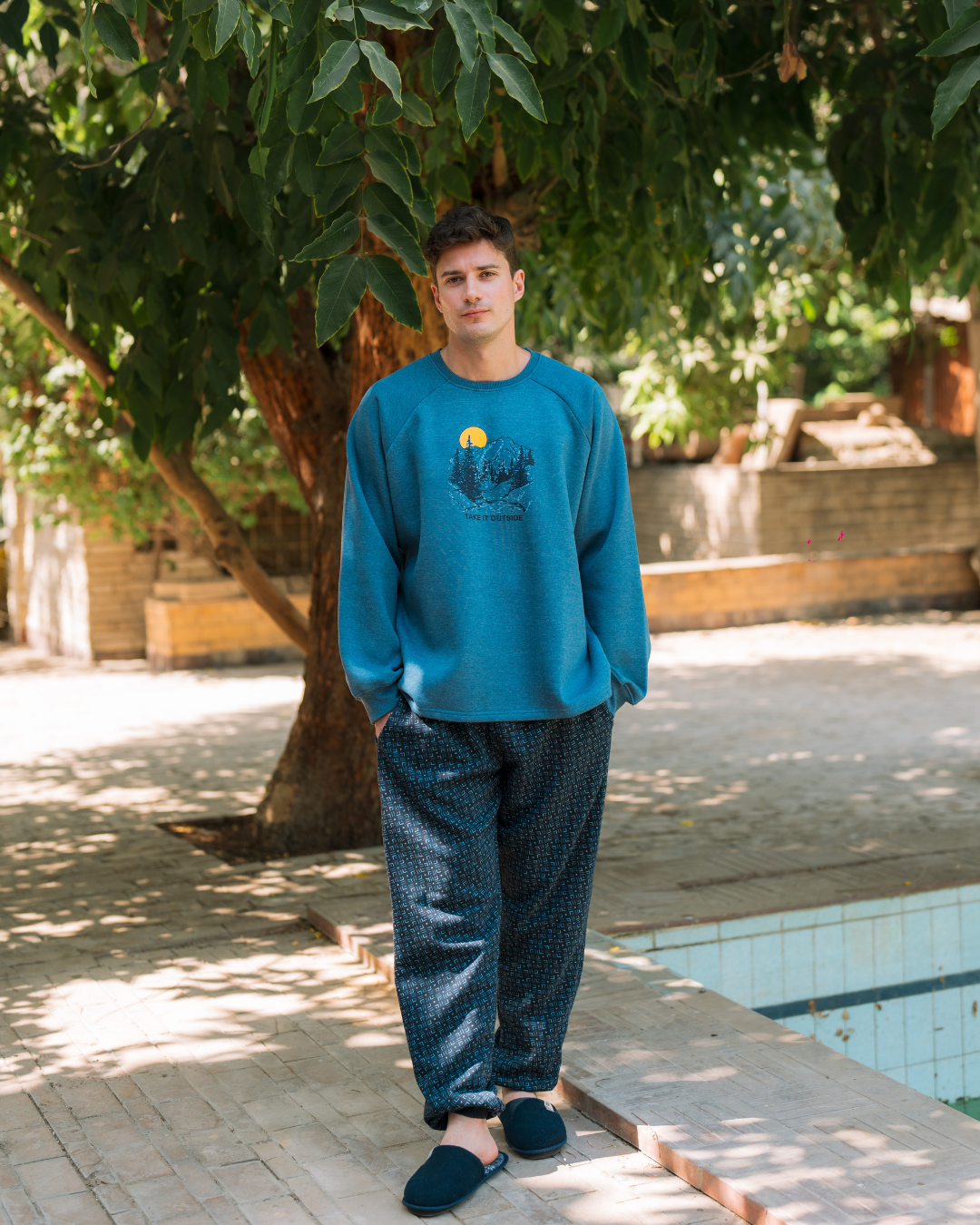 Take it Outside Men's Milton Solid Printed Pajamas