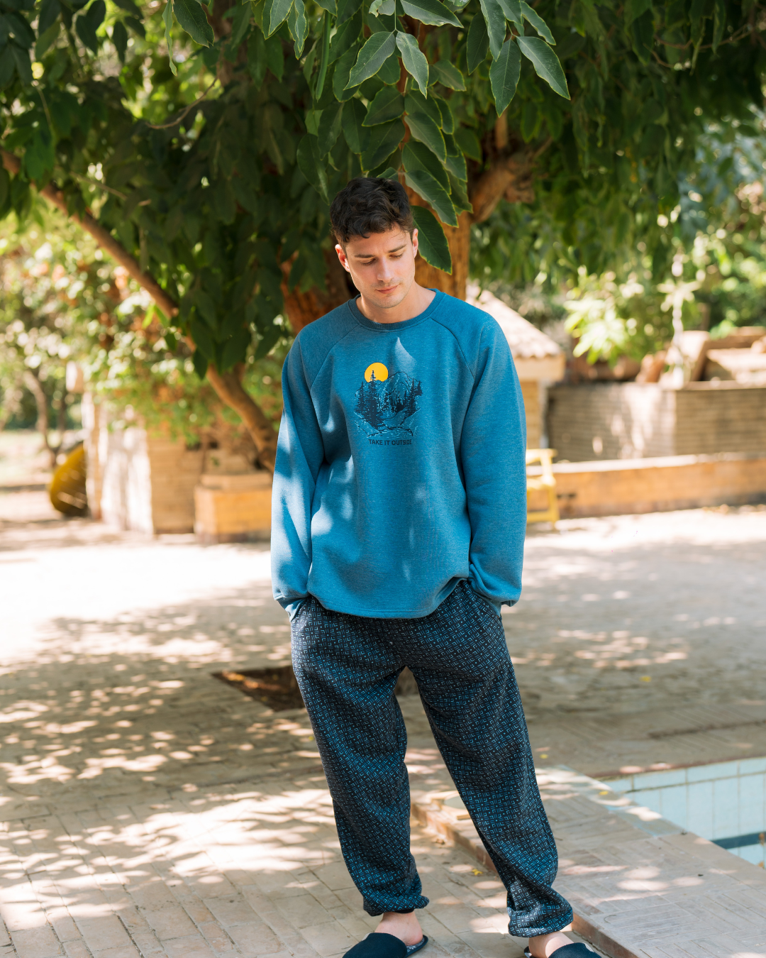 Take it Outside Men's Milton Solid Printed Pajamas