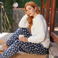 Good Night Women's Polar Zigzag Pajama Top and Cotton Velvet Pants