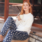 Good Night Women's Polar Zigzag Pajama Top and Cotton Velvet Pants