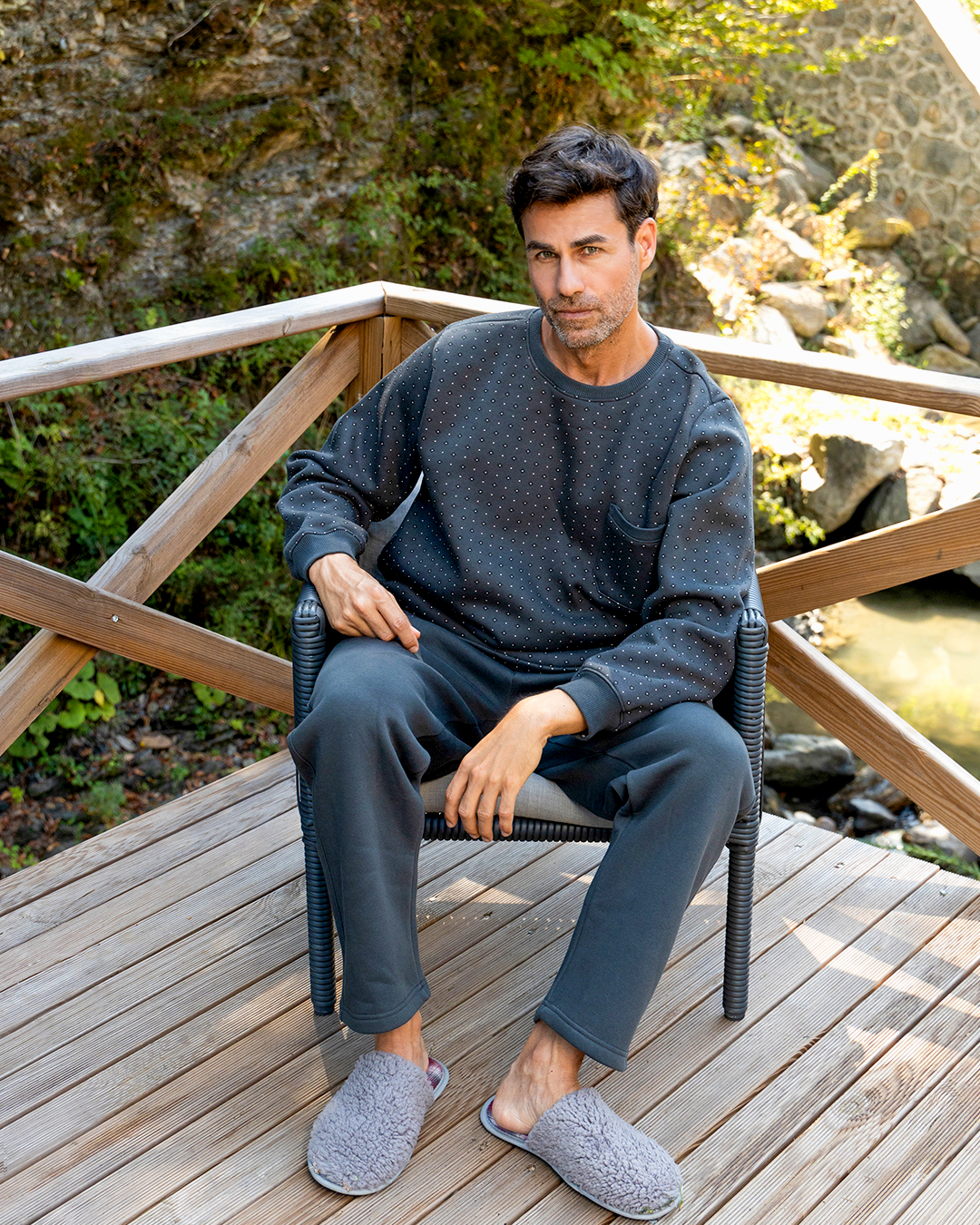 Geometrical men's long sleeve pajamas