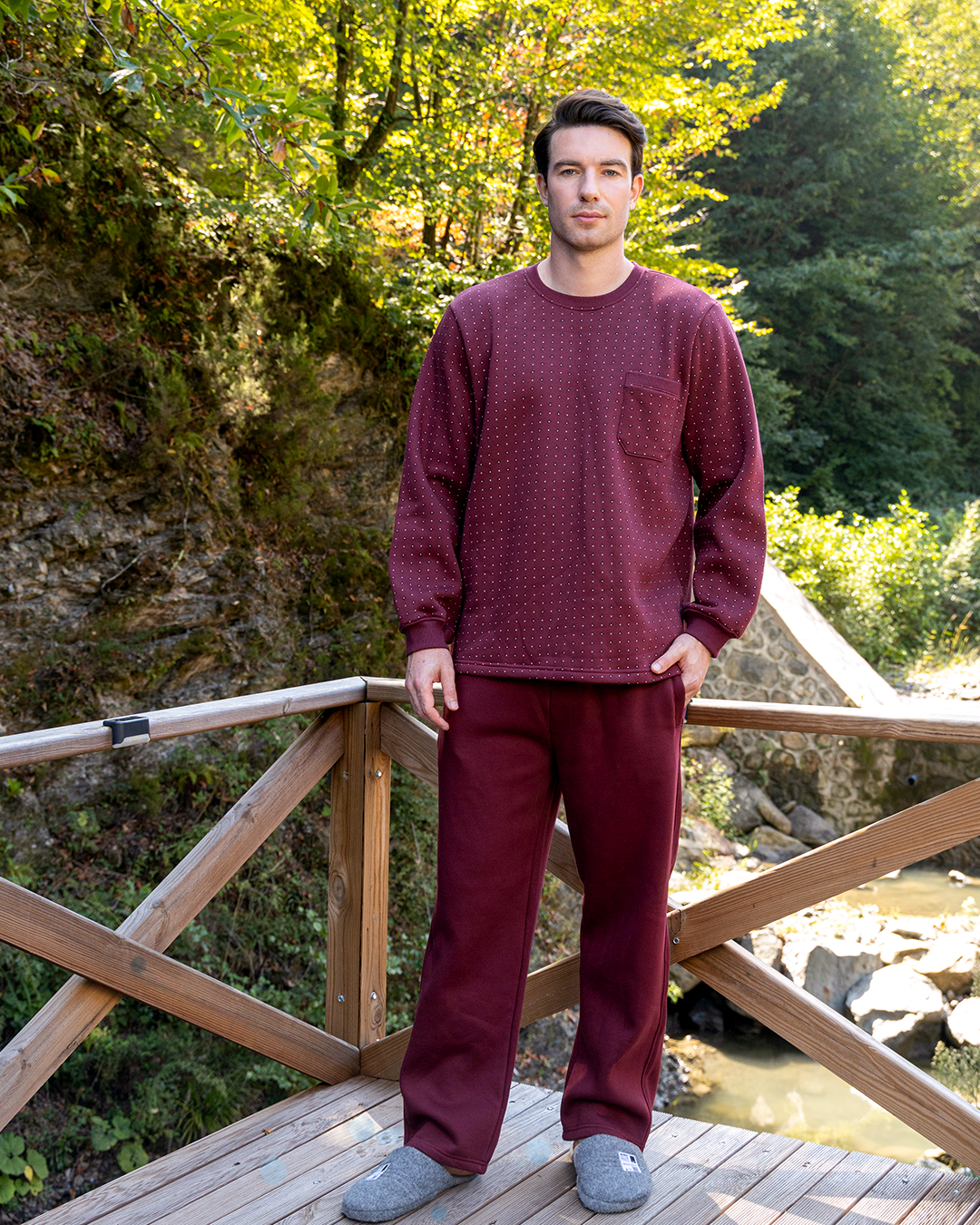 Geometrical men's long sleeve pajamas