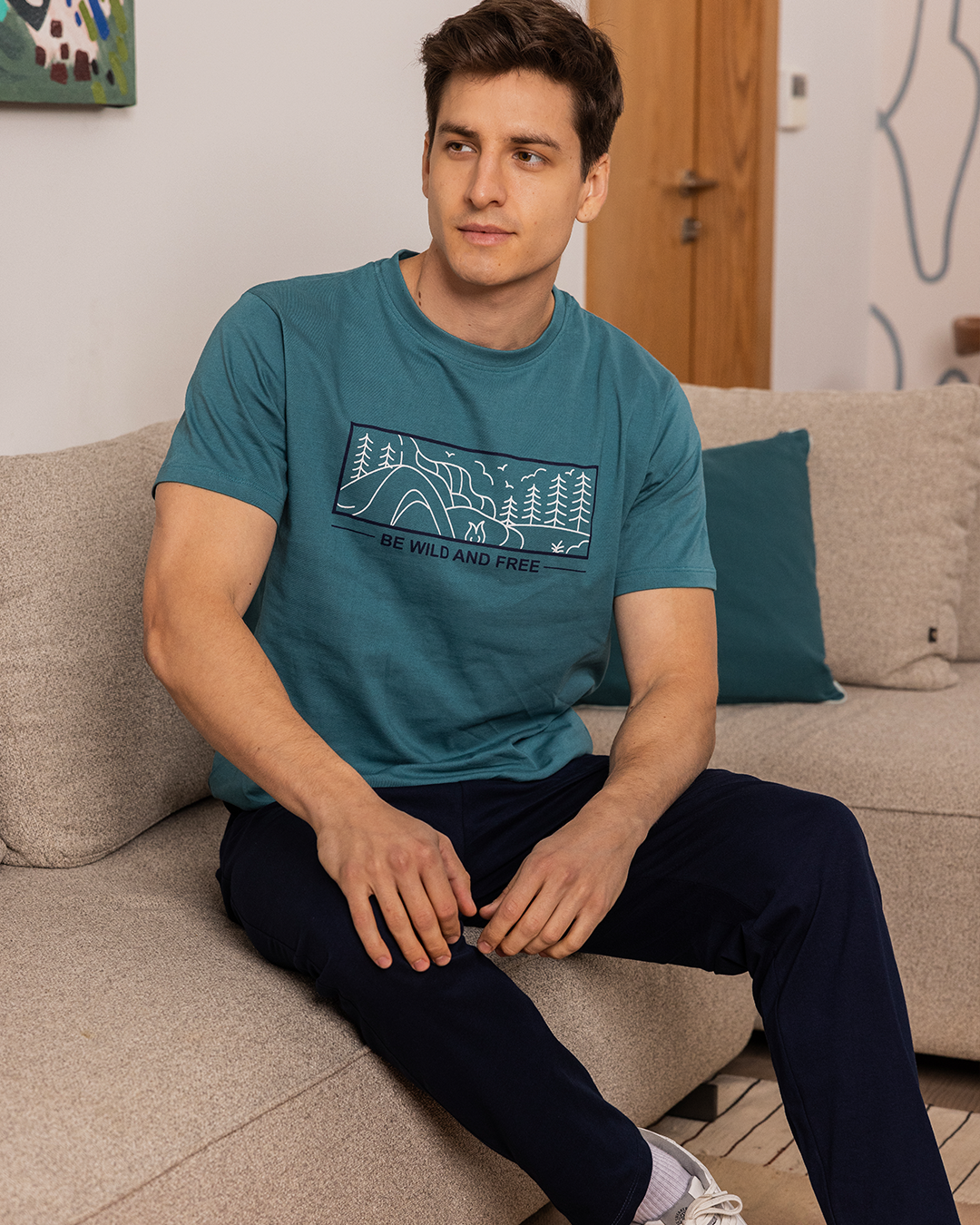 Be Wild men's pajama pants with half sleeves