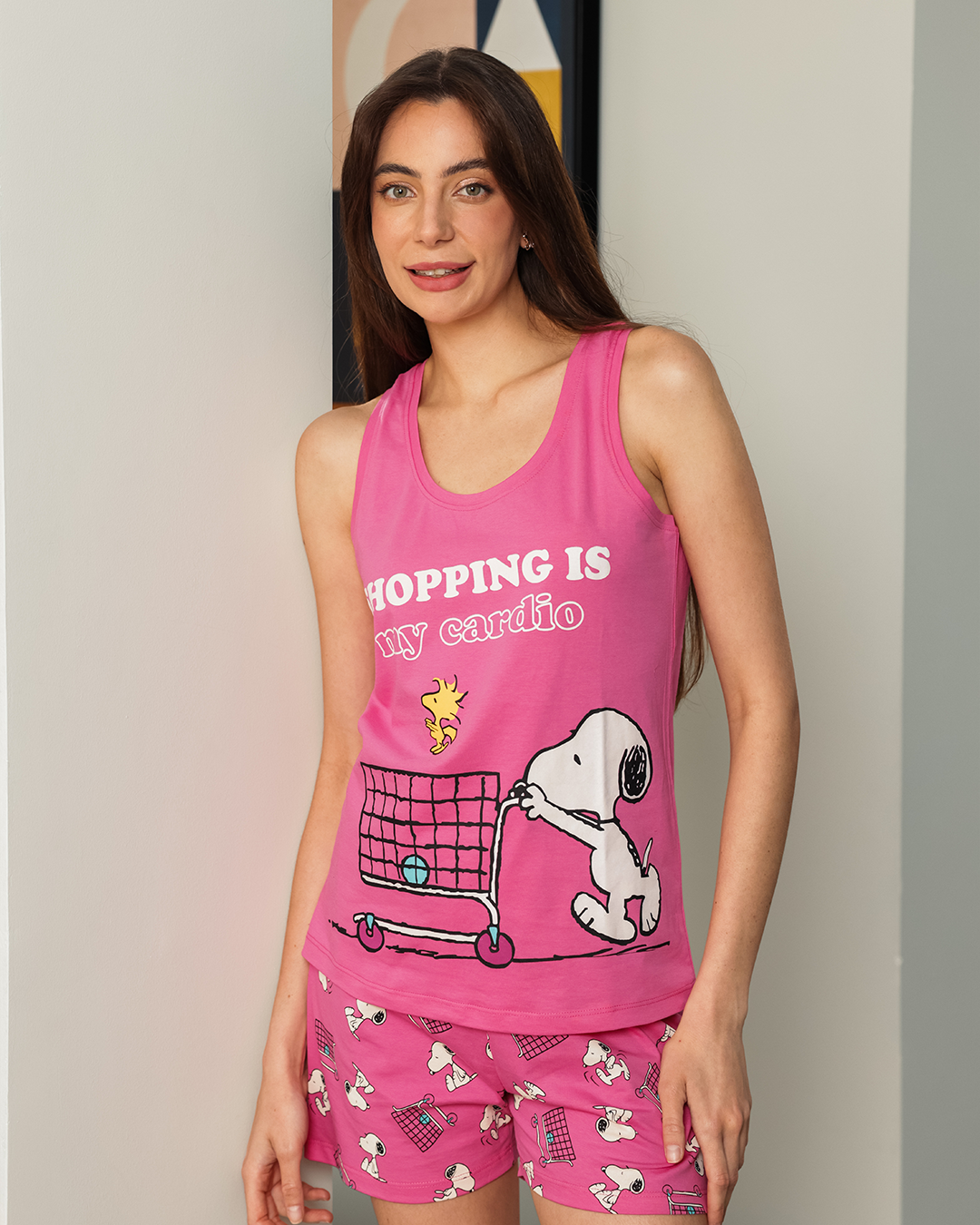 بيجاما حريمي كت و شورت سنوبي