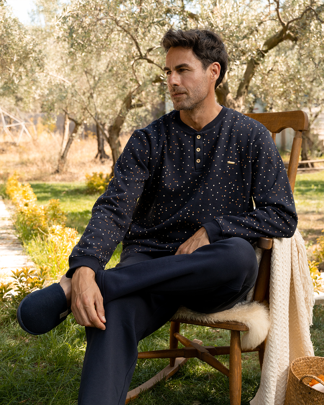 Small Cubes Men's buttoned pajamas