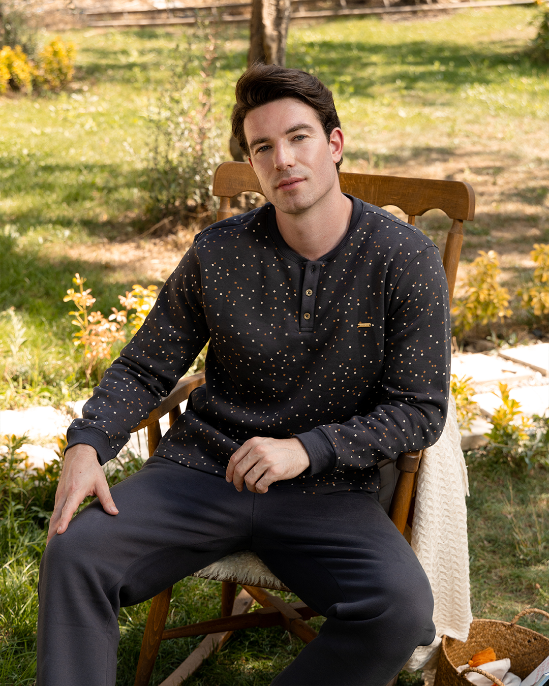 Small Cubes Men's buttoned pajamas