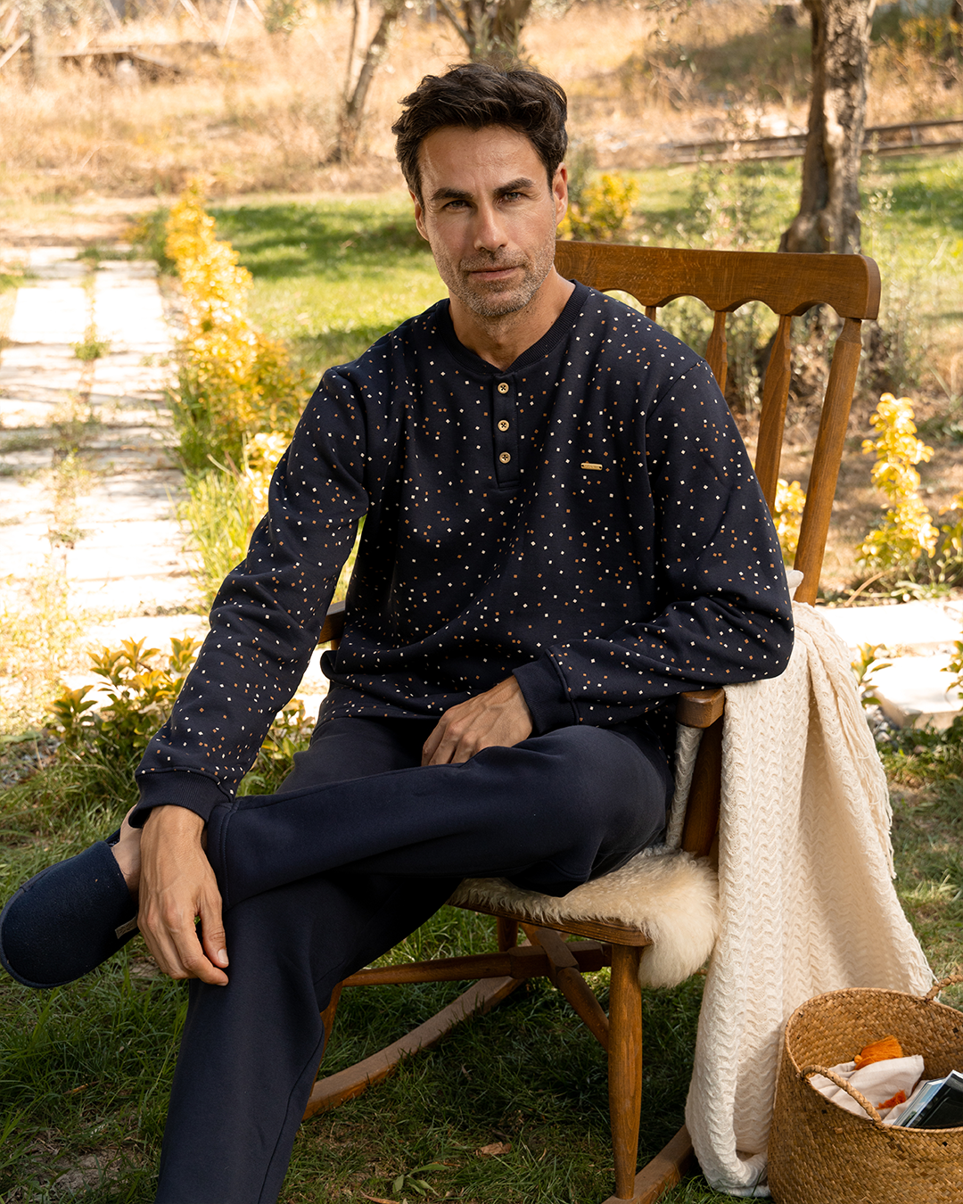 Small Cubes Men's buttoned pajamas