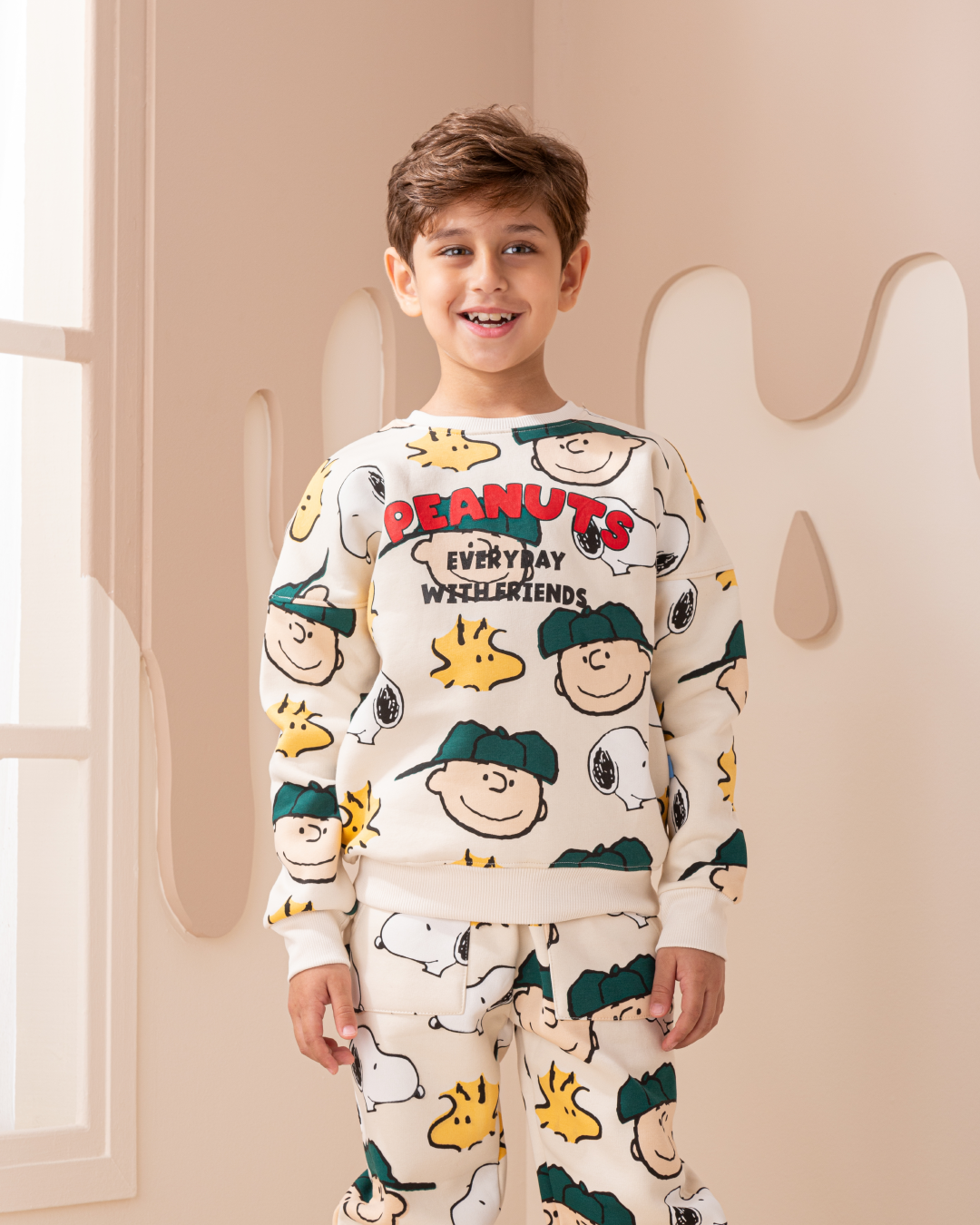 Peanuts with friends بيجاما أولادي كُم طويل