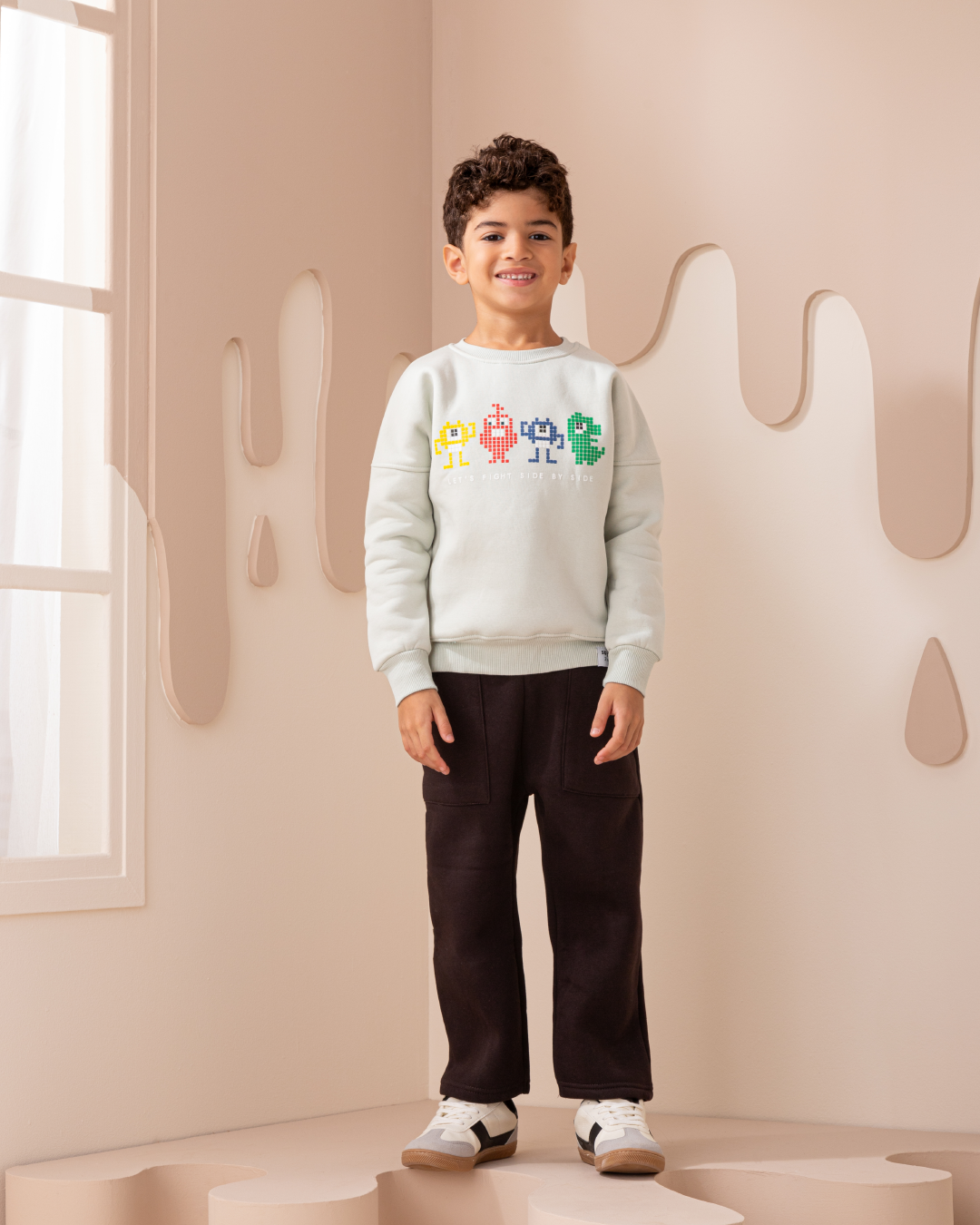 Let's Fight side by side بيجاما أولادي كُم طويل