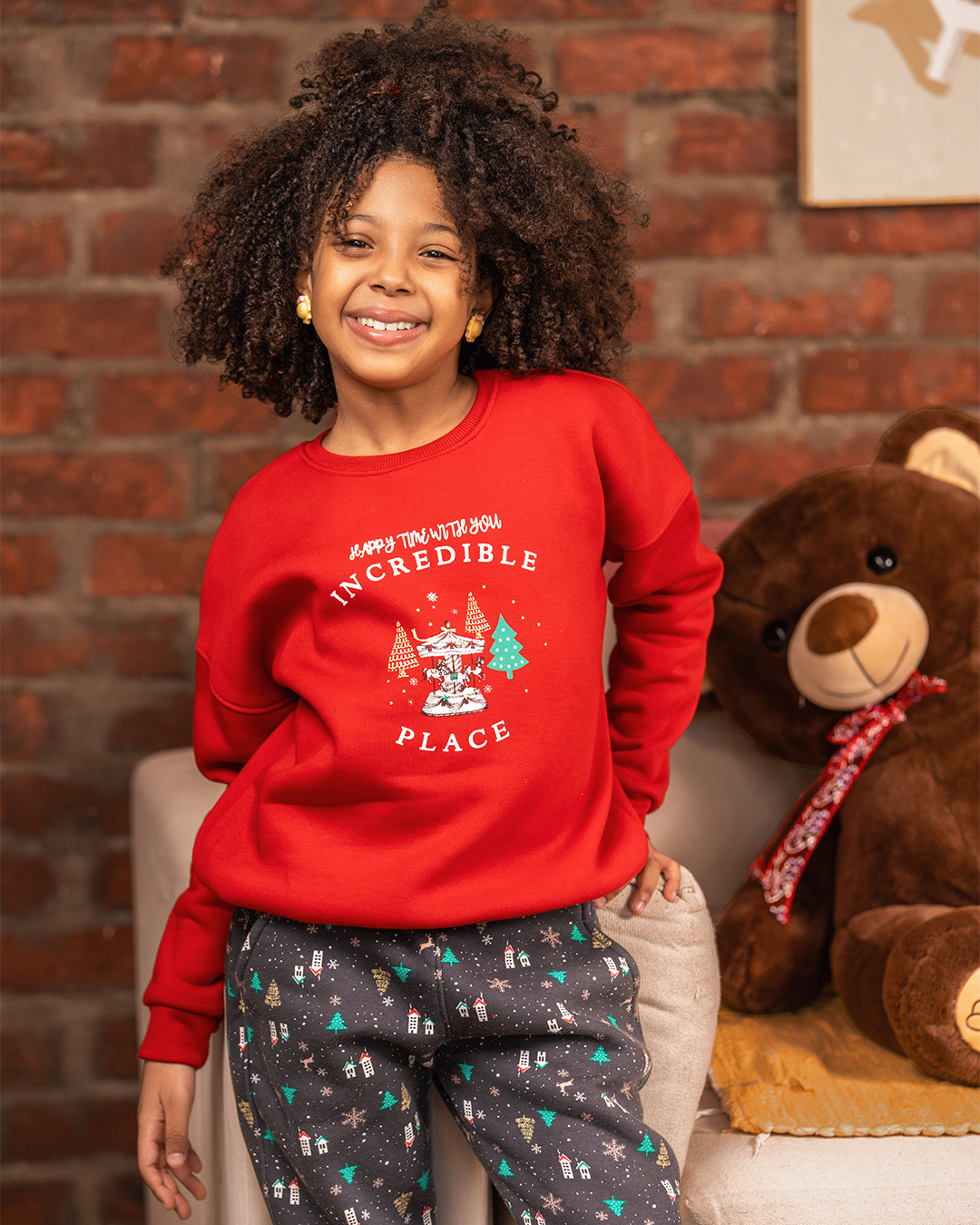 Happy Winter بيجاما بناتي أطفال