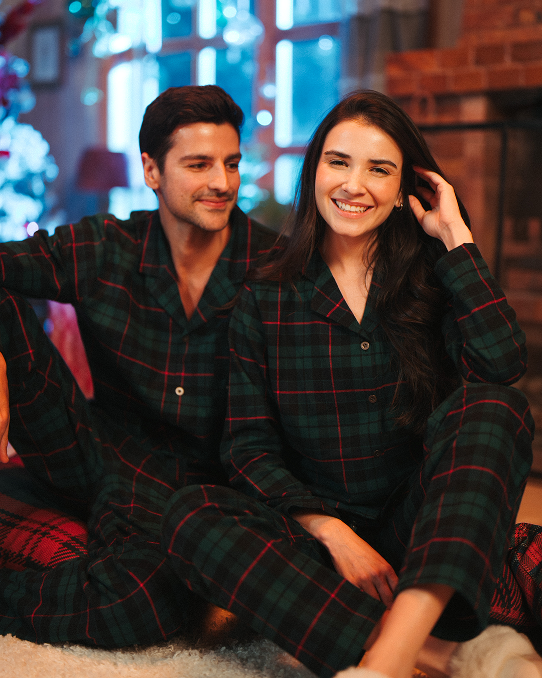 Holiday Season Women's pajamas with sleeves and buttons