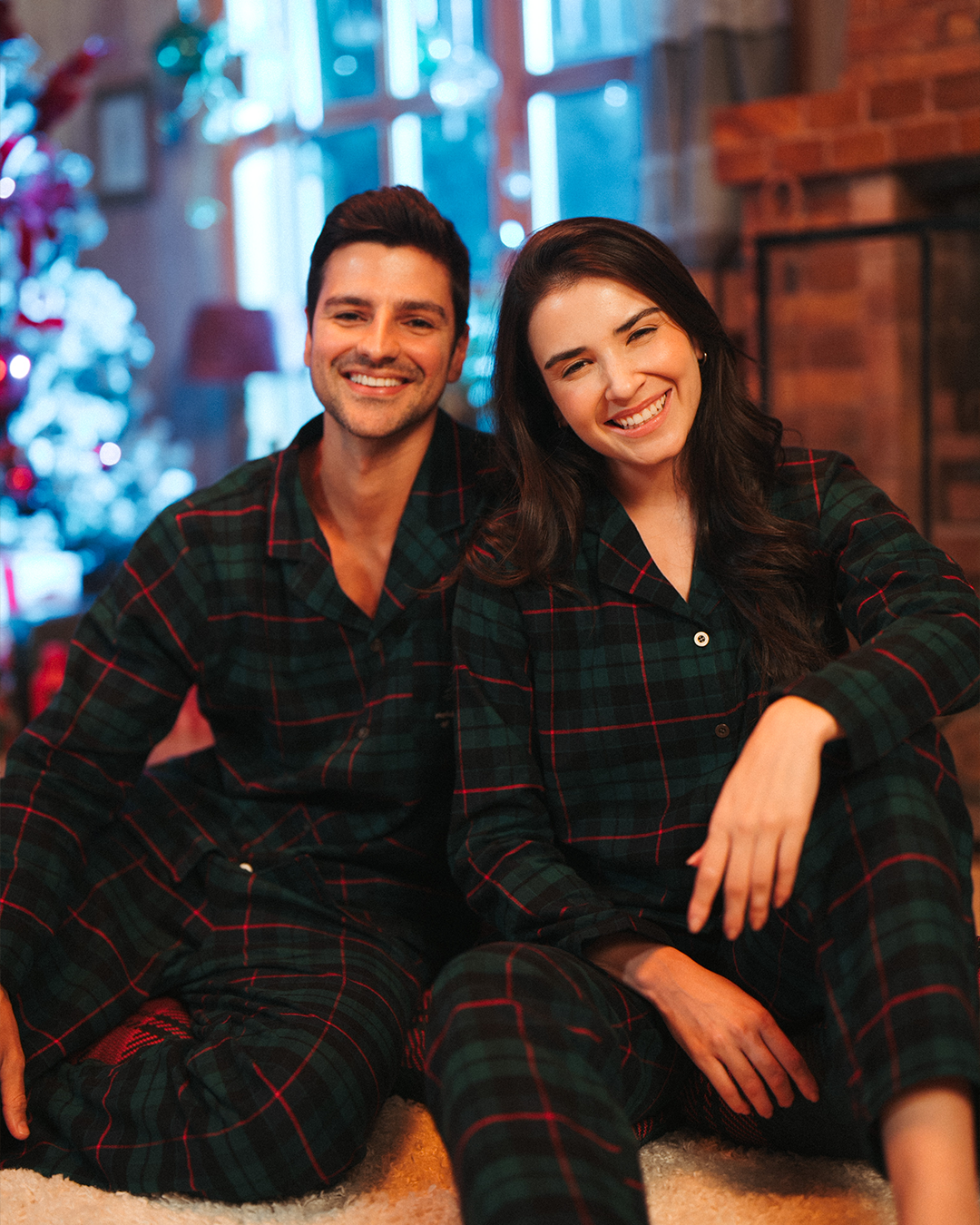Holiday Season Women's pajamas with sleeves and buttons