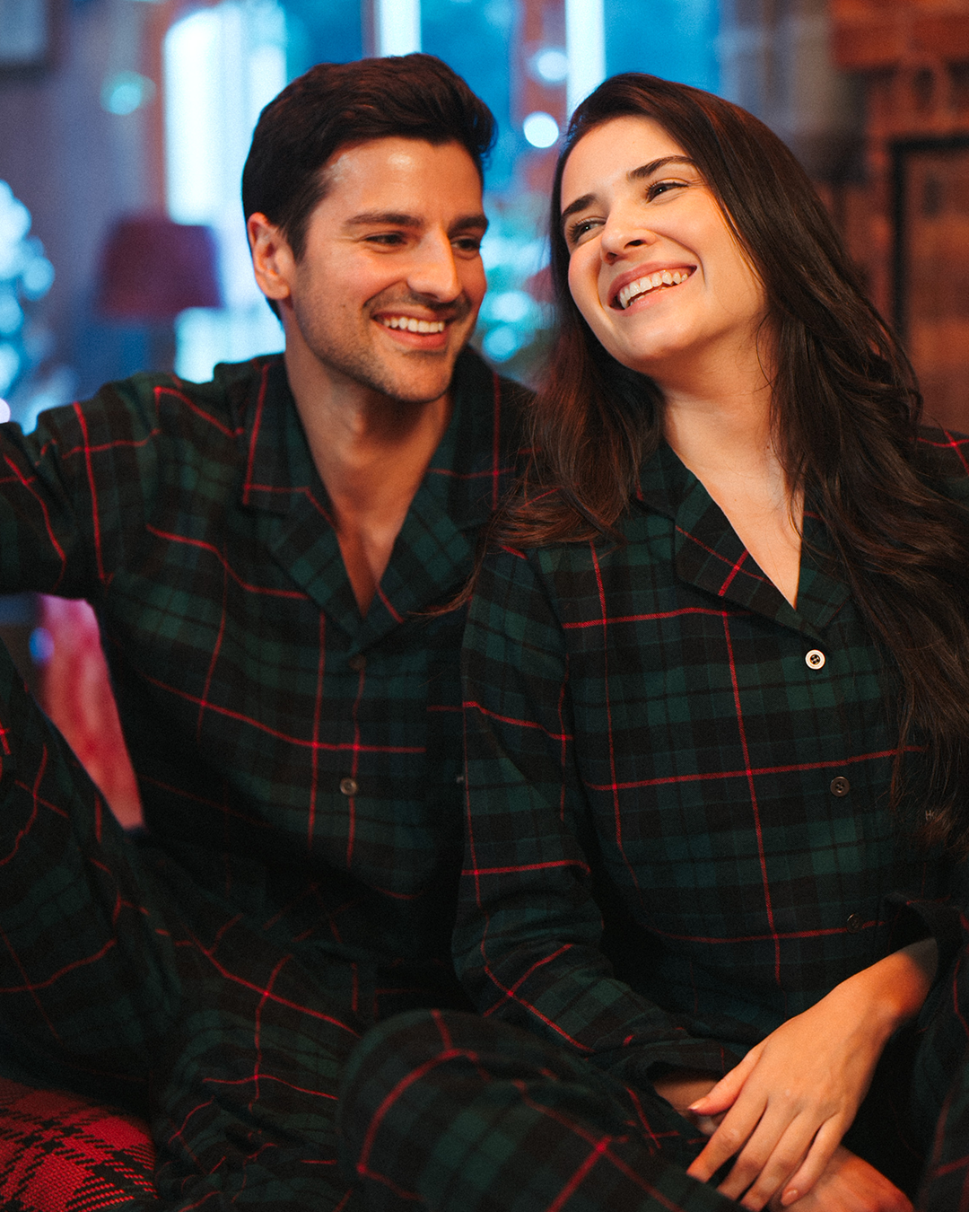 Holiday Season Women's pajamas with sleeves and buttons