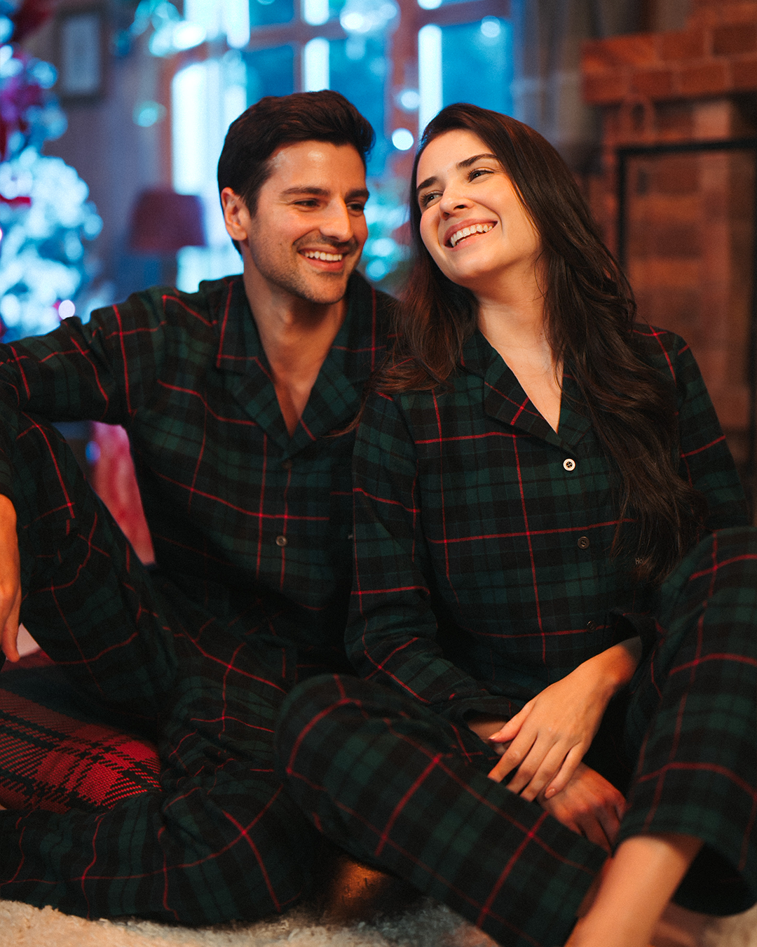Holiday Season Women's pajamas with sleeves and buttons