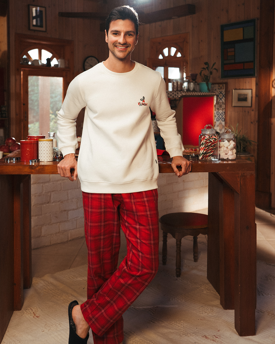 winter vibes men's pajamas with sleeves and pants