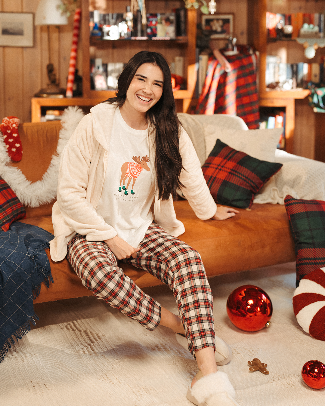 Holiday season women's pajamas 3 pieces jacket