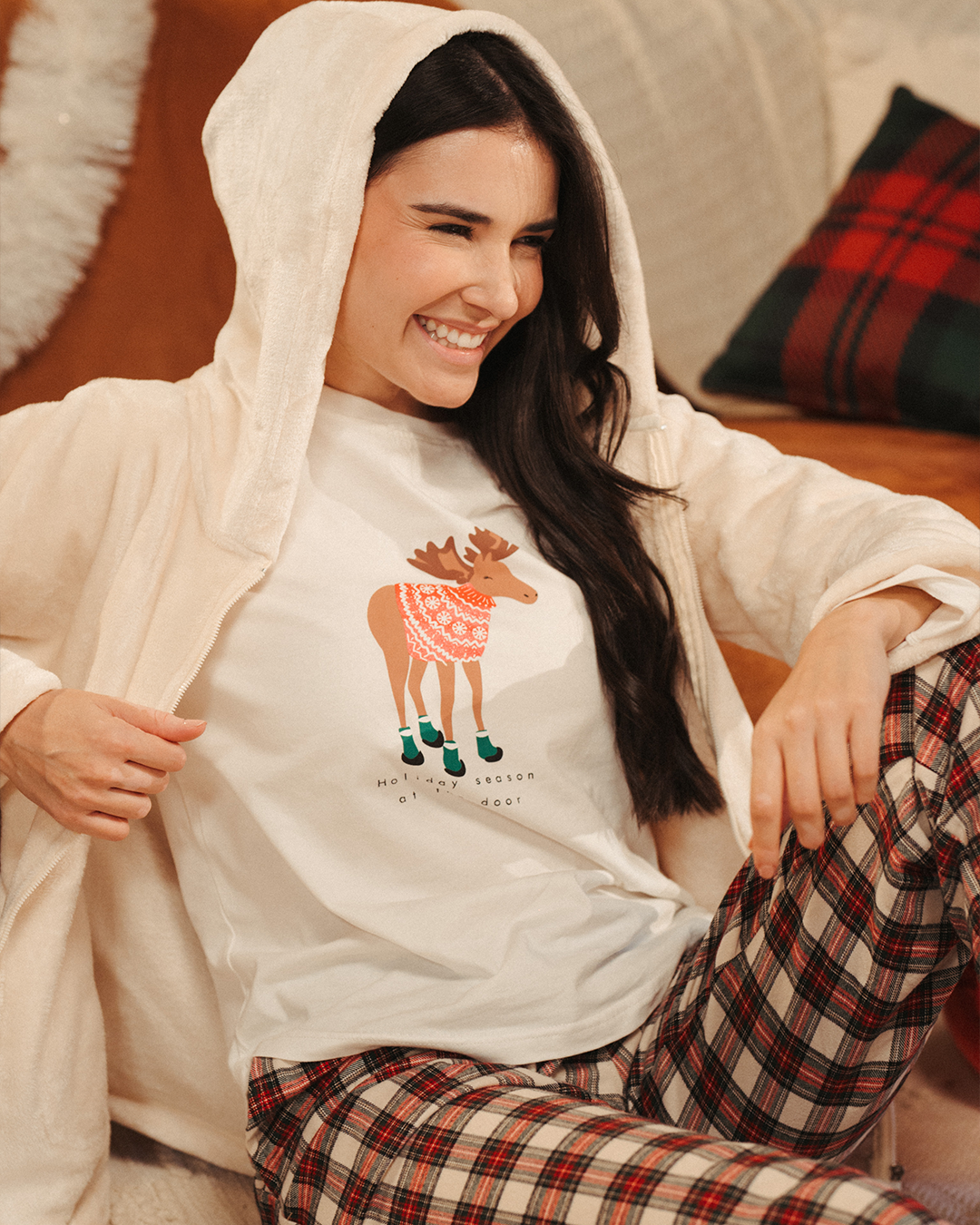 Holiday season women's pajamas 3 pieces jacket