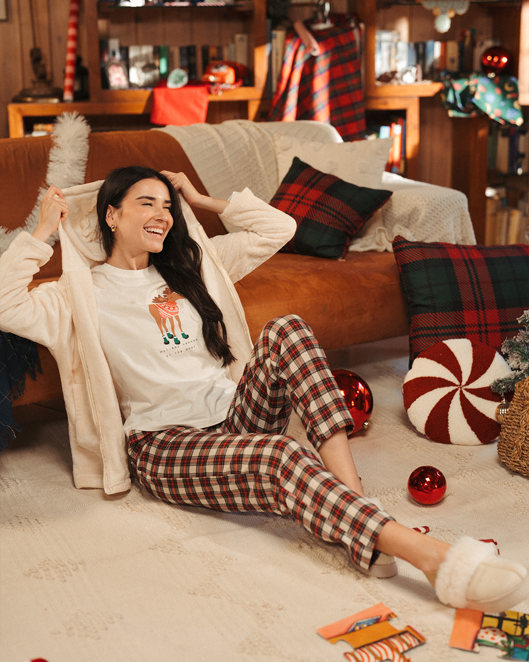 Holiday season women's pajamas 3 pieces jacket