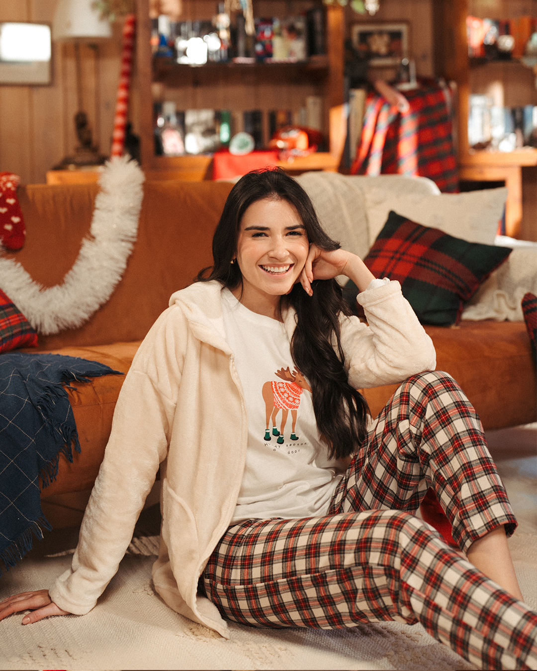 Holiday season women's pajamas 3 pieces jacket