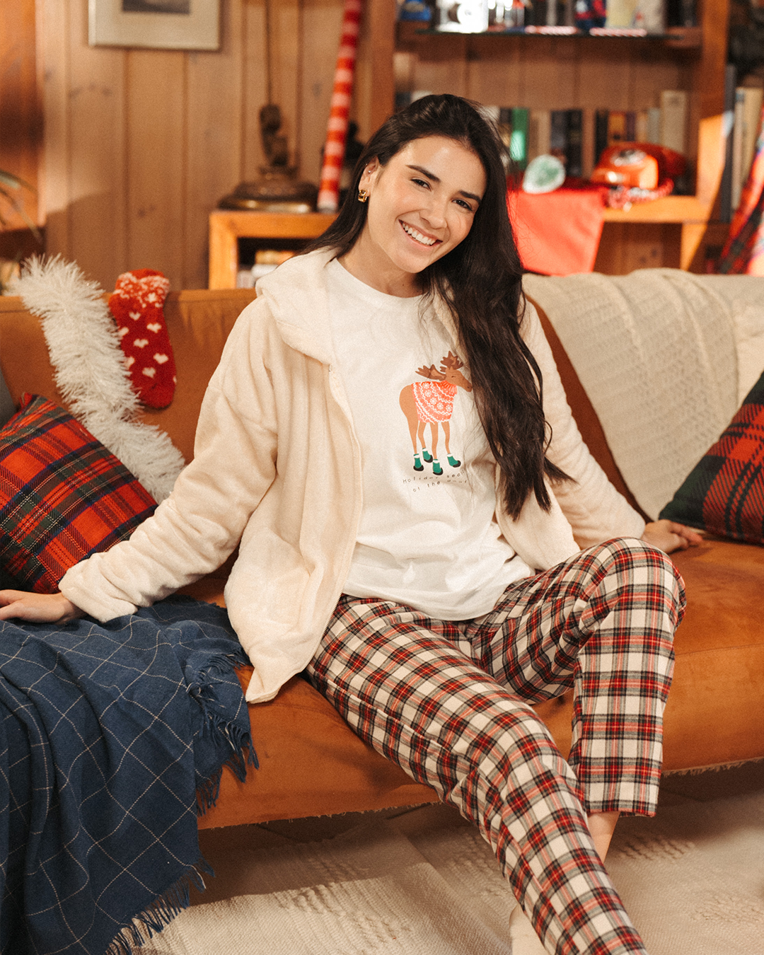 Holiday season women's pajamas 3 pieces jacket