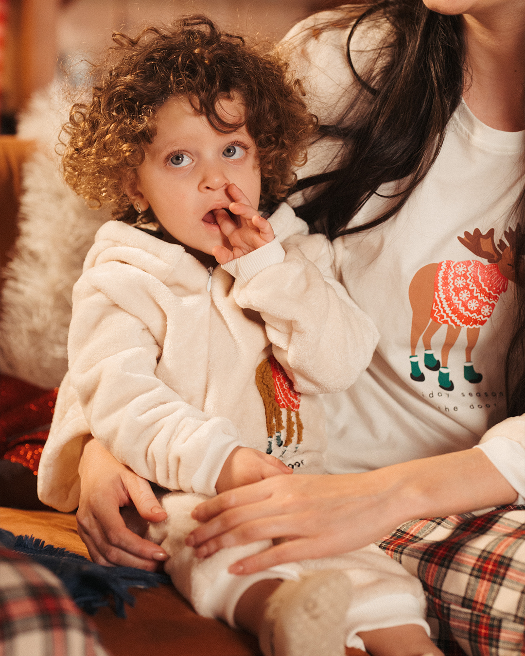 Christmas Moose baby jumpsuit with zipper