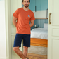 Men's pajamas, shorts, print on the chest