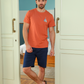 Men's pajamas, shorts, print on the chest