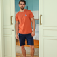 Men's pajamas, shorts, print on the chest