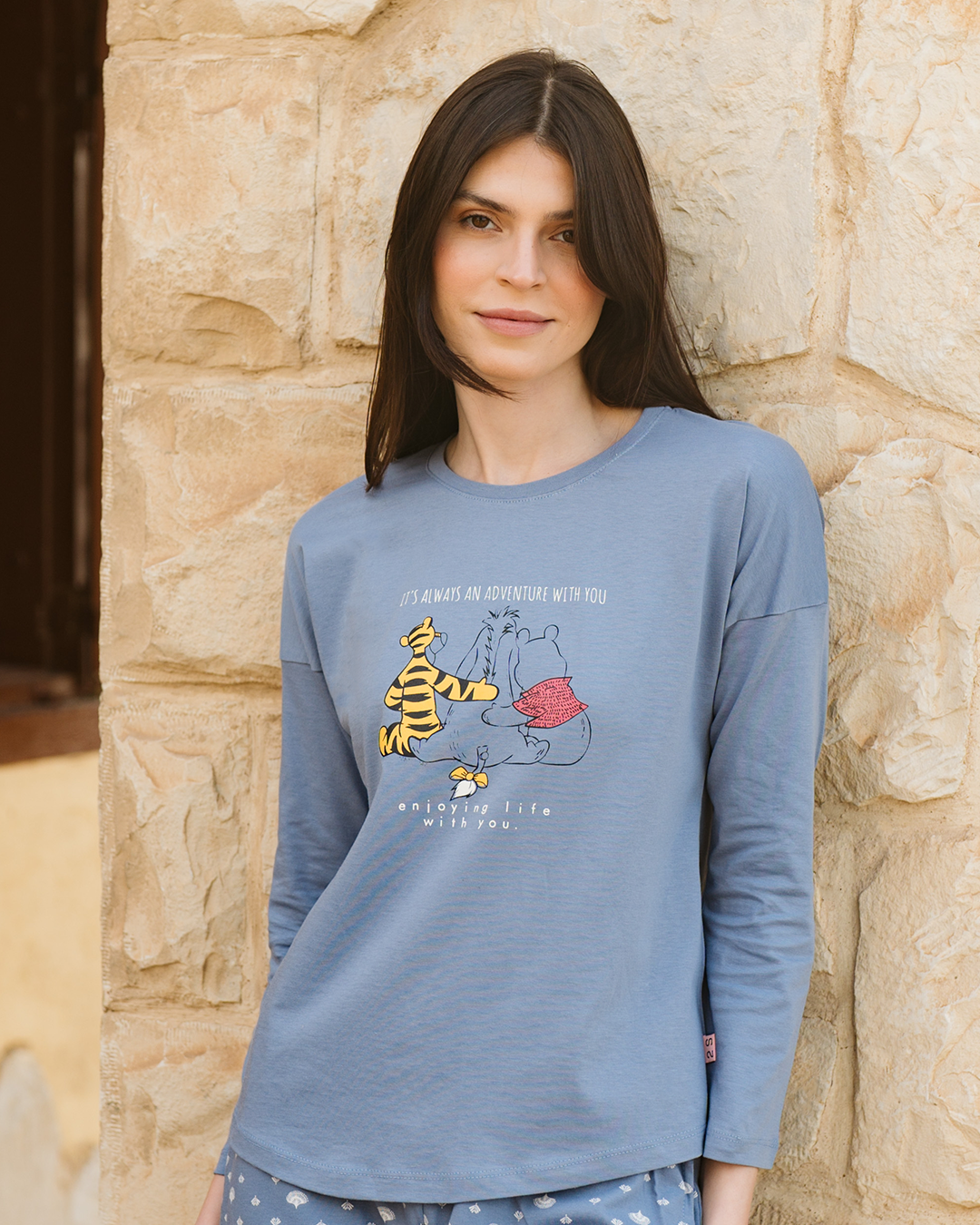 Pooh and family women's off shoulder pajamas