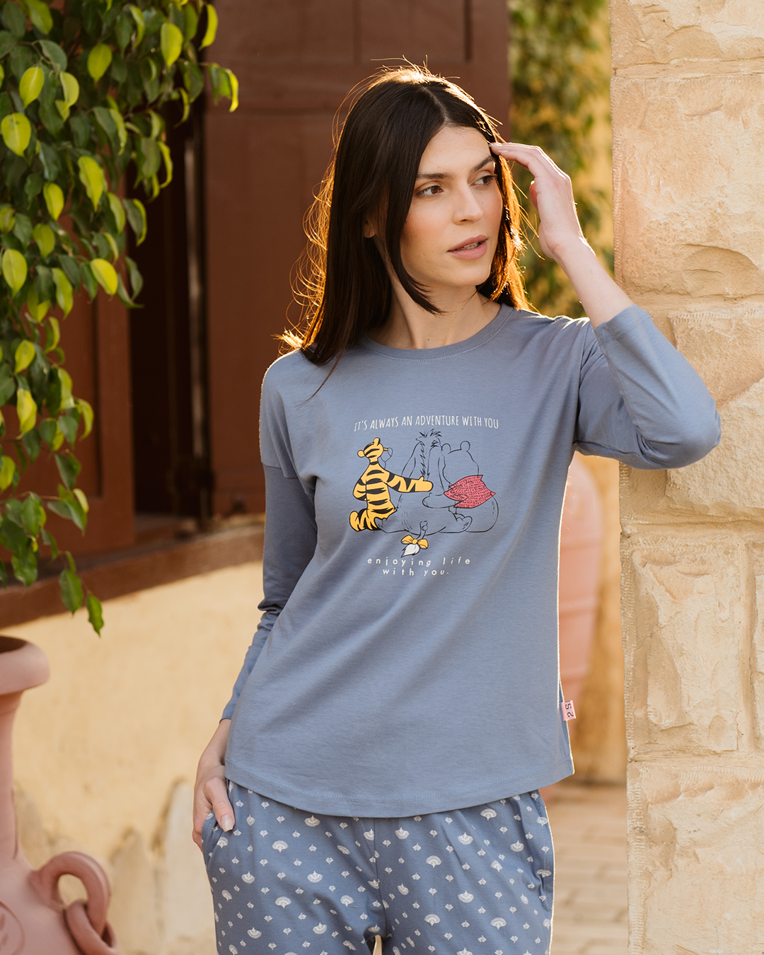 Pooh and family women's off shoulder pajamas