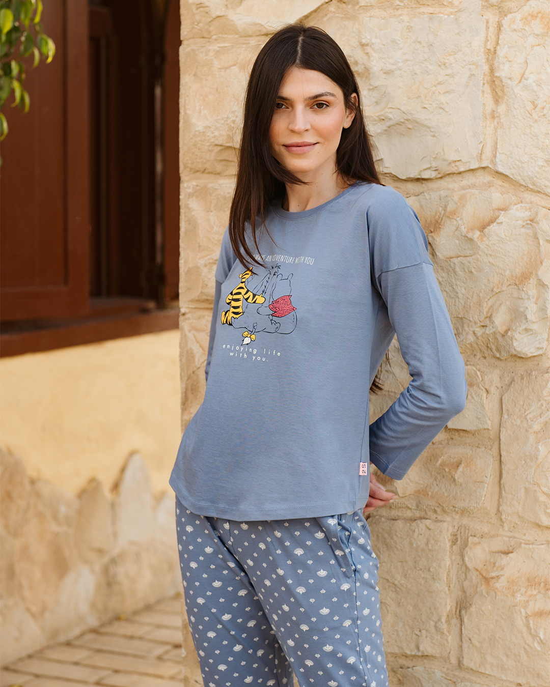 Pooh and family women's off shoulder pajamas