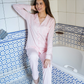 Striped Pink Women's Buttoned Pajamas